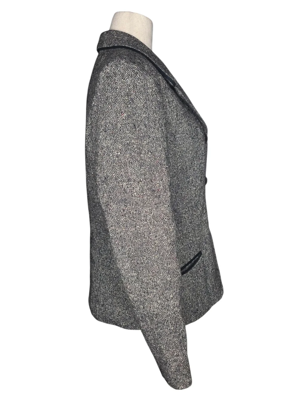 Vintage David N Wool Blend Tweed Blazer Gray Textured Jacket Medium